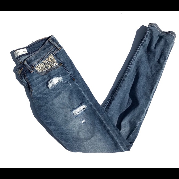 Abercrombie & Fitch Denim - Abercrombie Fitch Embroidered Distressed Jeans